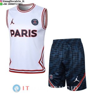 Senza Maniche Set Completo Maglia Paris Saint Germain 2023/2024 Bianco Rosso
