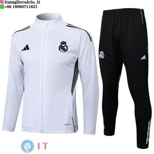 Giacca Lunga Zip Set Completo Real Madrid 25-26 Bianco Nero