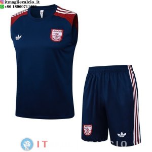 Senza Maniche Set Completo Maglia Arsenal 2025/2026 Blu Navy I Rosso