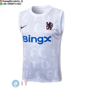 Senza Maniche Maglia Chelsea 2025/2026 Bianco Blu
