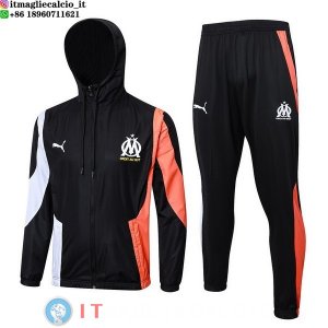 Giacca A Vento Set Completo Marseille 23-24 Nero Rosso