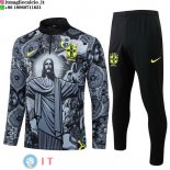 Felpa Da Allenamento Set Completo Brasile 2024 Grigio I Nero