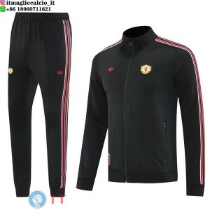 Giacca Lunga Zip Set Completo Manchester United 25-26 Nero