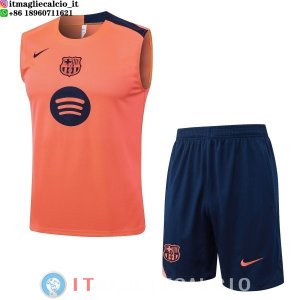 Senza Maniche Set Completo Maglia Barcellona 2025/2026 Arancione Blu