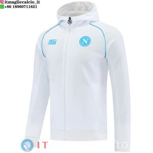 Giacca Con Cappuccio Full Zip Napoli 2025/2026 Bianco Blu