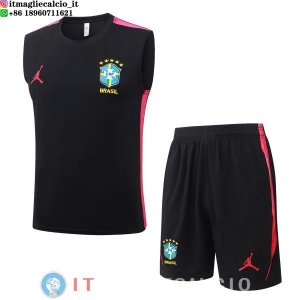 Senza Maniche Set Completo Maglia Brasile 2026 Nero Rosa