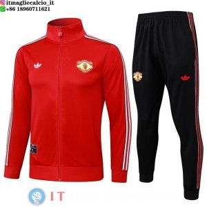 Giacca Set Completo Lunga Zip Manchester united 25-26 Rosso I Nero
