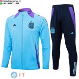 Giacca Set Completo Lunga Zip Argentina 2024 Blu Purpureo Nero