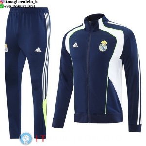 Giacca Lunga Zip Set Completo Real Madrid 25-26 Blu Navy Bianco