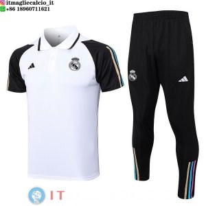 POLO Maglia Set Completo Real Madrid 2023/2024 Bianco Nero