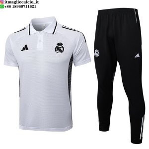 POLO Maglia Set Completo Real Madrid 2025/2026 Bianco Nero