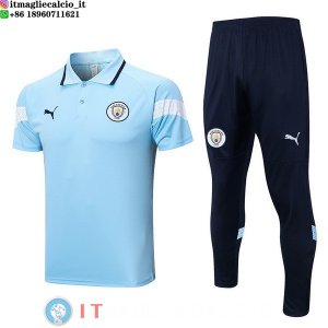 POLO Maglia Set Completo Manchester City 2022/2023 Blu