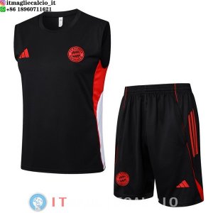 Senza Maniche Set Completo Maglia Bayern Monaco 2025/2026 Nero Rosso