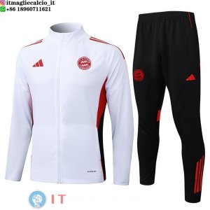 Giacca Set Completo Lunga Zip Bayern Monaco 25-26 Bianco Rosso Nero