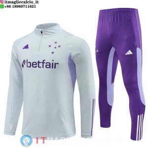 Felpa Da Allenamento Bambino Set Completo Cruzeiro 23-24 Grigio Purpureo