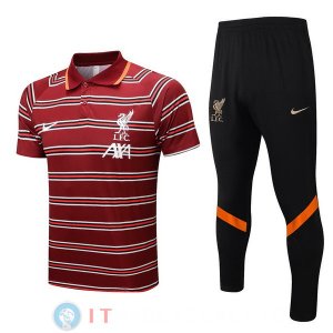 POLO Maglia Set Completo Liverpool 2022/2023 Rosso Nero