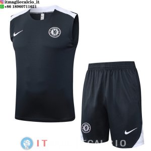 Senza Maniche Set Completo Maglia Chelsea 2025/2026 Grigio Navy Bianco
