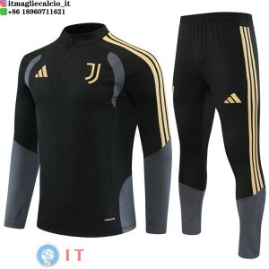 Tuta da Allenamento Bambino Juventus Mezza Cerniera 26-27 Nero Giallo Grigio