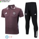 POLO Maglia Set Completo Manchester United 2025/2026 Purpureo Nero
