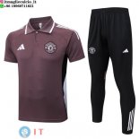 POLO Maglia Set Completo Manchester United 2025/2026 Purpureo Nero POLO Maglia Set Completo Manchester United 2025/2026 Purpureo Nero