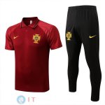 POLO Maglia Set Completo Portogallo 2022/2023 Rosso Nero POLO Maglia Set Completo Portogallo 2022/2023 Rosso Nero