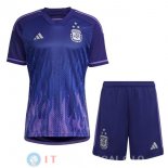 Maglia Set Completo Uomo Argentina 3 Stars Seconda Coppa Del Mondo 2022