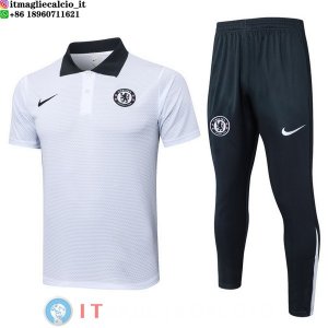 POLO Maglia Set Completo Chelsea 2025/2026 Bianco Nero