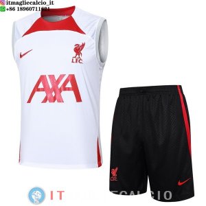 Senza Maniche Set Completo Maglia Liverpool 2024/2025 Bianco Rosso Nero