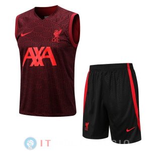 Senza Maniche Set Completo Maglia Liverpool 2022/2023 Rosso Navy