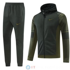 Giacca Felpa Cappuccio Set Completo Nike 22-23 Verde I Navy