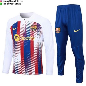 Felpa Da Allenamento Bambino Set Completo Barcellona 23-24 Bianco Rosso Blu
