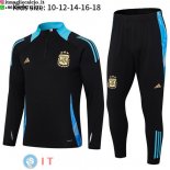 Felpa Da Allenamento Bambino Set Completo Argentina 2024 Nero Blu
