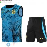 Senza Maniche Set Completo Maglia Inter Milan 2023/2024 Blu