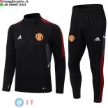 Giacca Set Completo Lunga Zip Manchester United 23-24 Nero Rosso Grigio