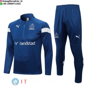 Felpa Da Allenamento Set Completo Marseille 22-23 Blu Navy Bianco