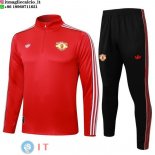 Felpa Da Allenamento Set Completo Manchester united 25-26 Rosso Nero Felpa Da Allenamento Set Completo Manchester united 25-26 Rosso Nero