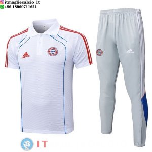 POLO Maglia Set Completo Bayern Monaco 2025/2026 Bianco Blu Grigio