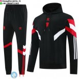 Giacca Felpa Cappuccio Set Completo Manchester United 24-25 Nero Rosso Giacca Felpa Cappuccio Set Completo Manchester United 24-25 Nero Rosso