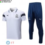 POLO Maglia Set Completo Marseille 2022/2023 Bianco Blu Navy