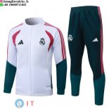 Giacca Full Zip e Pantaloni Allenamento Bambino Real Madrid 26-27 Bianco Rosa Verd