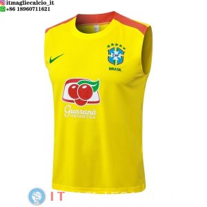 Senza Maniche Maglia Brasile 2026 Giallo Arancione