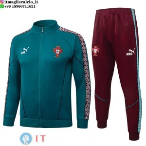 Giacca Full Zip e Pantaloni Allenamento Portogallo 2026 Verde Borgogna