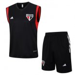 Senza Maniche Set Completo Maglia São Paulo 2023/2024 Nero I Rosso