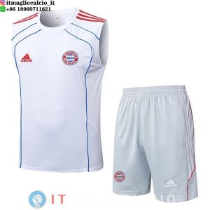 Senza Maniche Set Completo Maglia Bayern Monaco 2025/2026 Bianco Blu