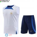 Senza Maniche Set Completo Maglia Francia 2023 Bianco Blu