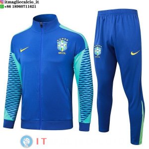 Giacca Set Completo Lunga Zip Brasile 2024 Blu