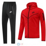 Giacca Felpa Cappuccio Set Completo Nike 22-23 Rosso I Nero