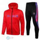 Giacca Felpa Cappuccio Set Completo Paris Saint Germain 21-22 Rosso I Nero Purpureo