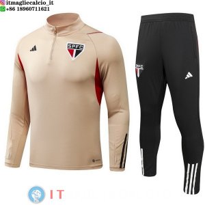 Felpa Da Allenamento Bambino Set Completo Sao Paulo 23-24 Giallo Nero Bianco