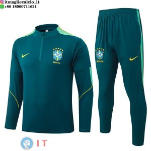 Tuta da Allenamento Bambino Brasile Mezza Cerniera 2026 Verde